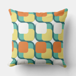 Cuadrados retro en Cojín decorativo Verde azulado