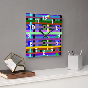 Cuadrados y líneas reloj de pared