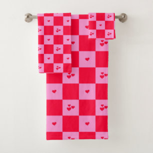 Cuadrícula cardíaca rosa y roja