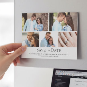 Cuadrícula de fotos chic para boda, tarjeta magnét