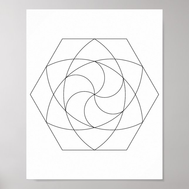 Cuadrícula Hexagonal de Arte de Línea (Frente)