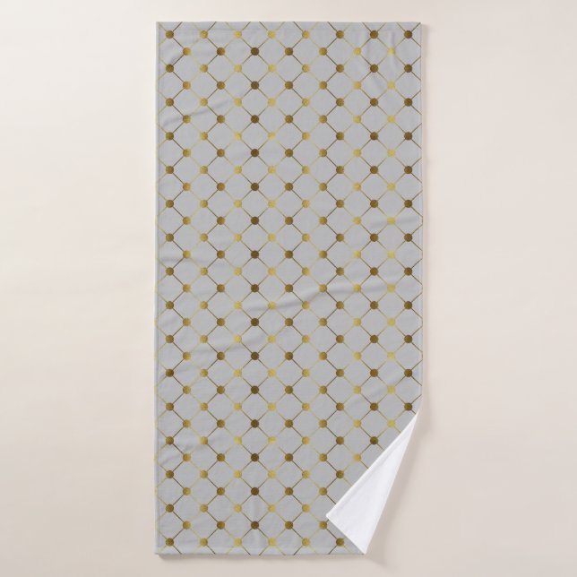Cuadrícula moderna de puntos gris y oro (Toalla de baño)