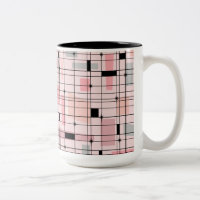 Cuadrícula rosa retro y estribos de dos tazas de c