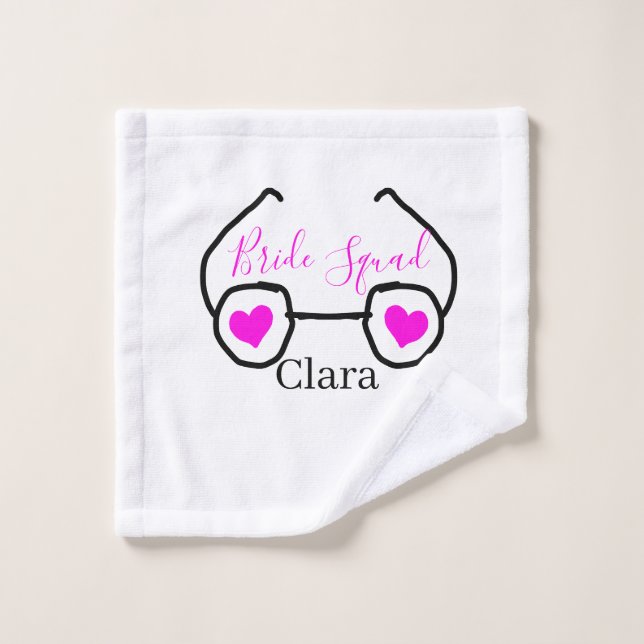 Cuadrilla de novia gafas de corazón rosa negro bri (Toallita)