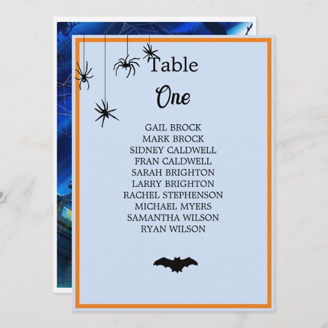 Cuadro de asientos de mesa de Boda de Halloween de (Anverso / Reverso)