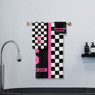 Cuadro de carreras negro y rosa