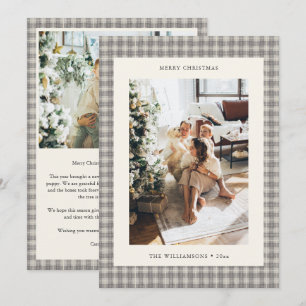 Cuadro de Tartán Gris Neutral Foto Carta Navidad