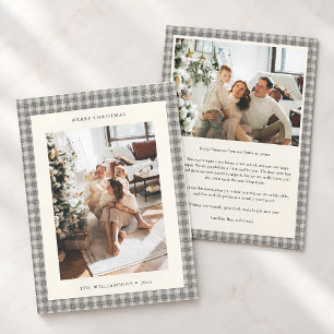 Cuadro de Tartán Gris Neutral Foto Carta Navidad