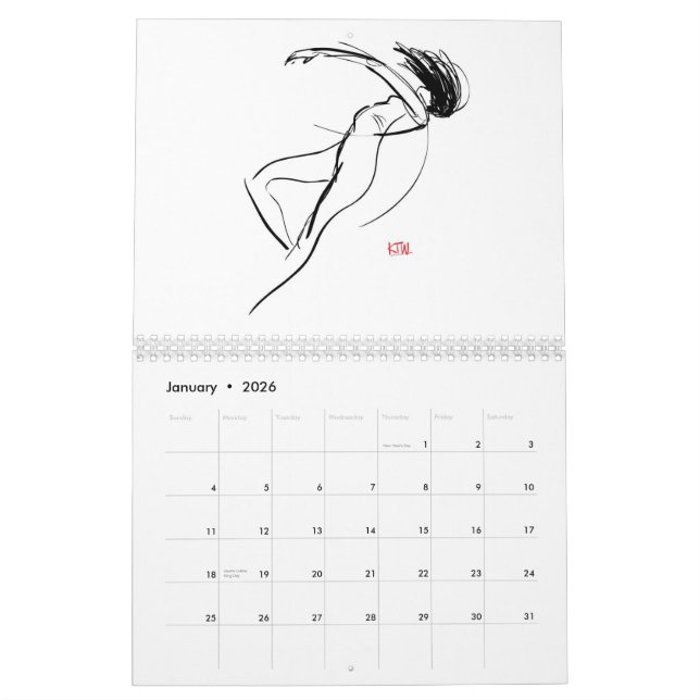 Cuadro diario calendario de 12 meses (Jan 2026)