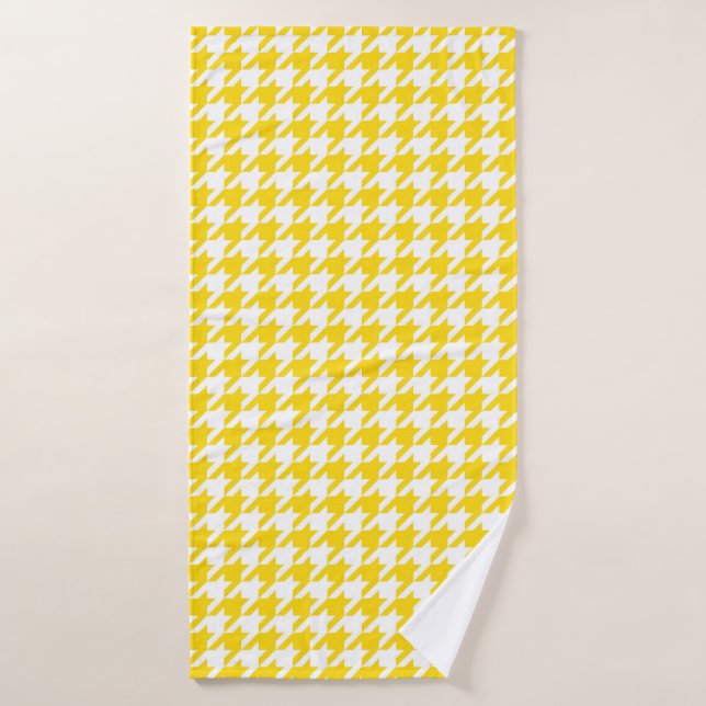 Cuadro Escocés Amarillo y Blanco Houndstooth (Toalla de baño)