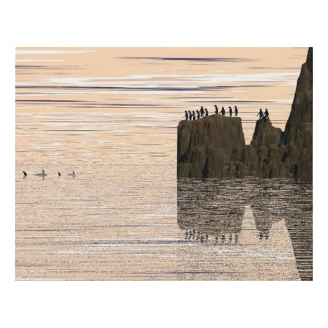 Cuadro Pingüinos Tiburones Hora de Peligro (Anverso)