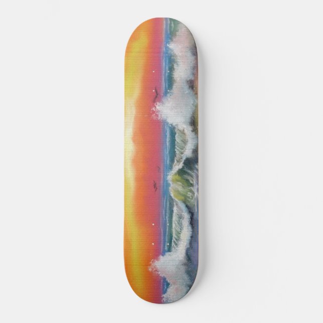 Cuadros artísticos de Sea Sunset Waves Skateboard (Anverso)