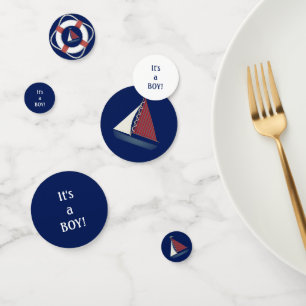 Cuadros Blue Toy Sailboat Table Confetti