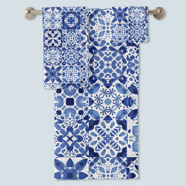 Cuadros de agua del patrón de mosaico blanco azul 