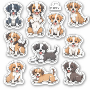 Cuadros de cachorros Pegatinas de Stationery