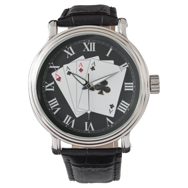 Cuadros de cartas de juego de cuatro ases reloj de (Anverso)