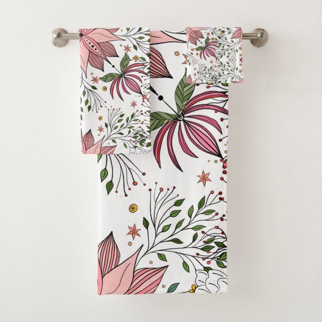 Cuadros De Doodles De Flor Rosa De Color Rosa (In situ)