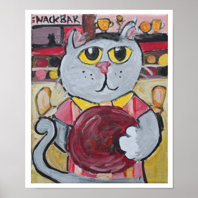 Cuadros deportivos de arte popular de un gato de b (Frente)