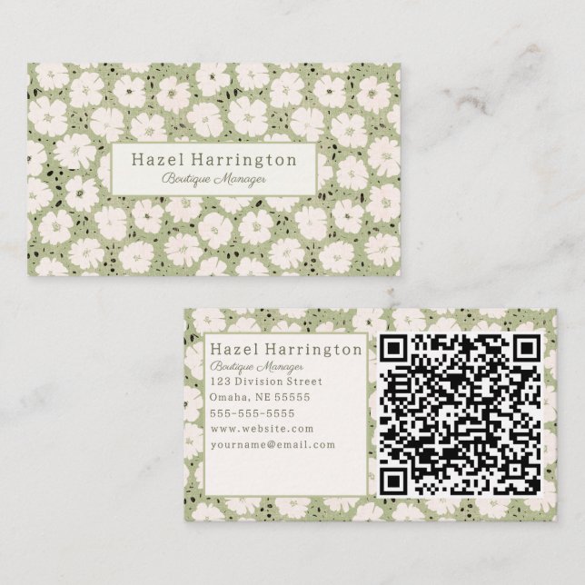 Cuadros Florales QR Código tarjetas de visita Whim (Anverso / Reverso)