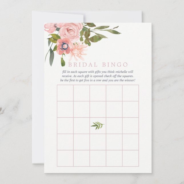Cuadros florales Rubor Pink Bridal Bingo (Anverso)