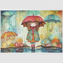 Cuadros Papel Muñeca Chica Acuarela Collage Decoup