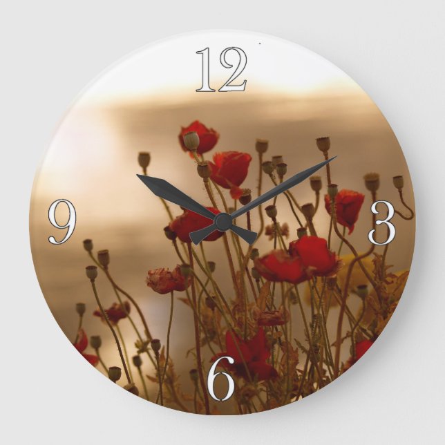 Cuadros rojos y reloj fotográfico Flora de flores  (Anverso)