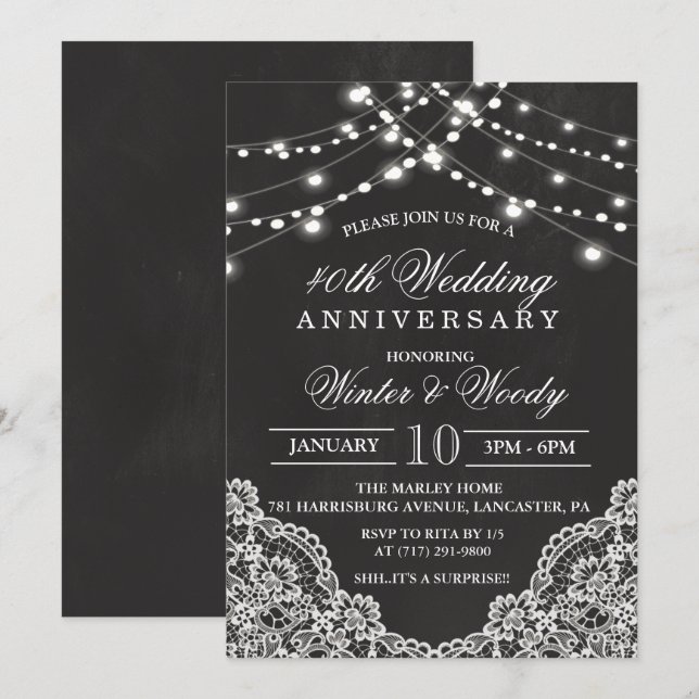 CUALQUIER AÑO - Boda Aniversario Invitación a la c (Anverso / Reverso)