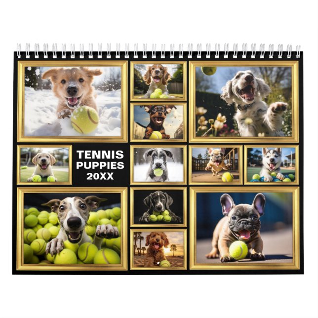 Cualquier año 🎾 calendario de tenis y 🐕 cachorro (Tapa)