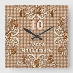 CUALQUIER AÑO Feliz Aniversario Burlap y Relojes d
