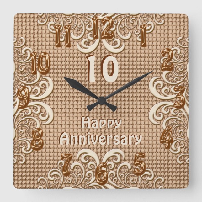 CUALQUIER AÑO Feliz Aniversario Burlap y Relojes d (Anverso)