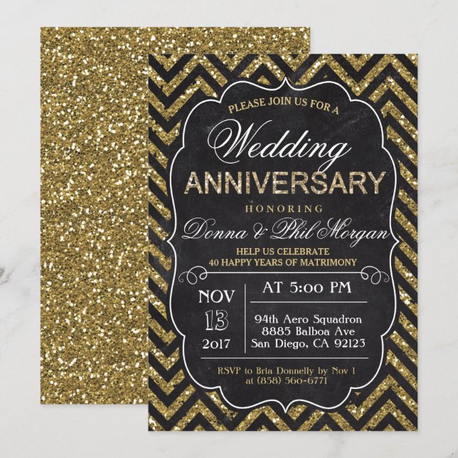 CUALQUIER AÑO - Invitación al aniversario del Boda (Anverso / Reverso)