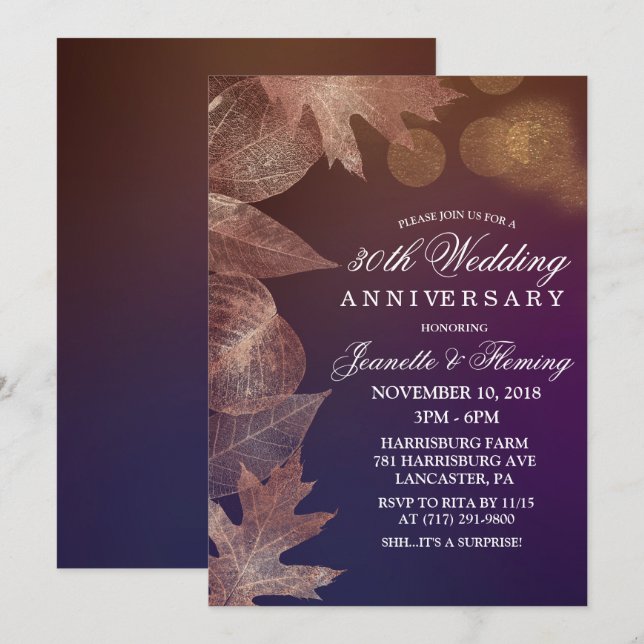 CUALQUIER AÑO - Invitación de aniversario de boda (Anverso / Reverso)
