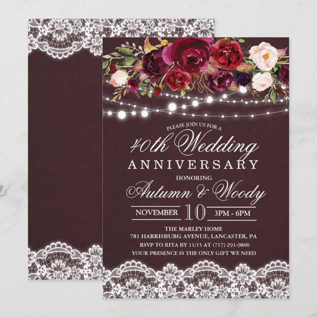 CUALQUIER AÑO - Invitación de aniversario de boda  (Anverso / Reverso)