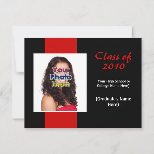 Cualquier año, simple Invitación de graduación en  (Anverso)