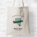 Cualquier Bolsa de bienvenida de boda de destino d<br><div class="desc">Bolsa de regalo de bienvenida de fin de semana para huéspedes fuera de la ciudad a su boda, con imagen de Nevada. Puede editar los colores de cualquier parte de este diseño, así como mover el corazón a la ubicación de su boda. Para cambiar los colores, haga clic en personalizar...</div>