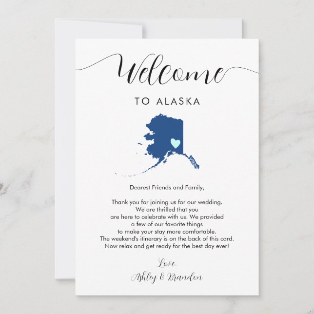 Cualquier color Alaska Boda Carta de bienvenida It (Anverso)