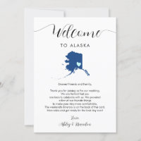 Cualquier color Alaska Boda Carta de bienvenida It