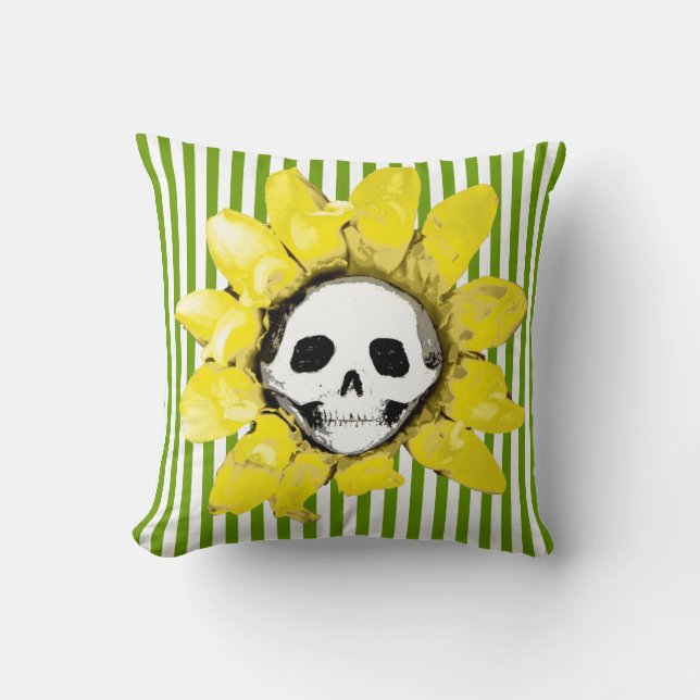 CUALQUIER COLOR BLANCO STRIPE Almohada de girasol (Anverso)