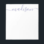 Cualquier color - Bloc de notas de nombre de scrip<br><div class="desc">PreppyPrint.com - Añade tu toque personalizado a este bloc de notas. Haga clic en "personalizar" y luego en "personalizar" para cambiar el color y el tamaño del tipo de letra para ajustar la apariencia correcta de su nombre. Trasladar este diseño a los productos de tu elección. Visita mi tienda de...</div>