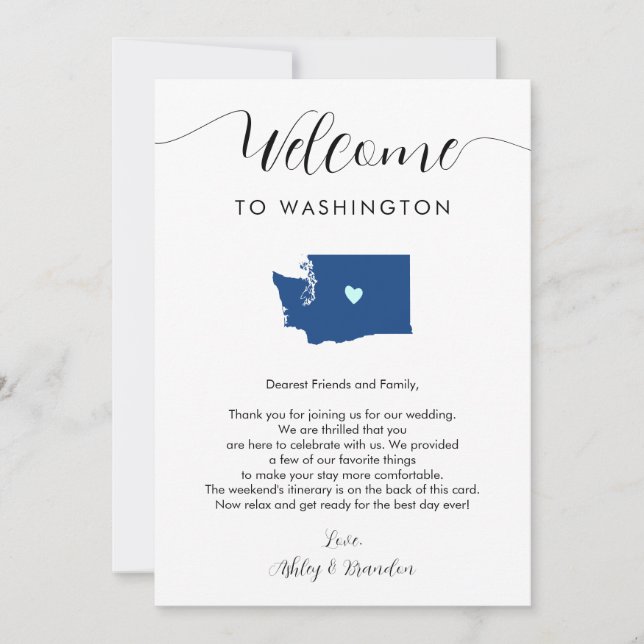 Cualquier color Boda de Washington Bienvenido Itin (Anverso)