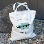Cualquier color de la bolsa de bienvenida del mapa<br><div class="desc">Bolsa de regalo de bienvenida de fin de semana para huéspedes fuera de la ciudad a su boda, con imagen del estado de Washington. Puede editar los colores de cualquier parte de este diseño, así como mover el corazón a la ubicación de su boda. Para cambiar los colores, haga clic...</div>