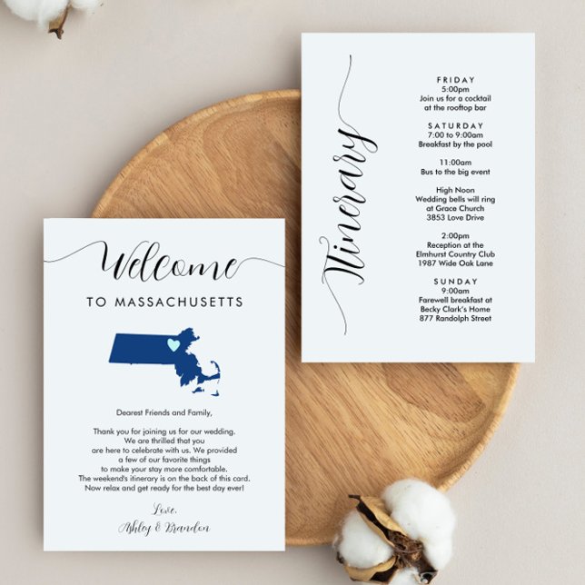 Cualquier color Massachusetts Boda Bienvenida Itin (Subido por el creador)