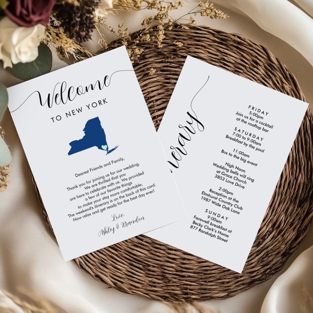Cualquier color Nueva York Boda Bienvenido Itinera (Subido por el creador)