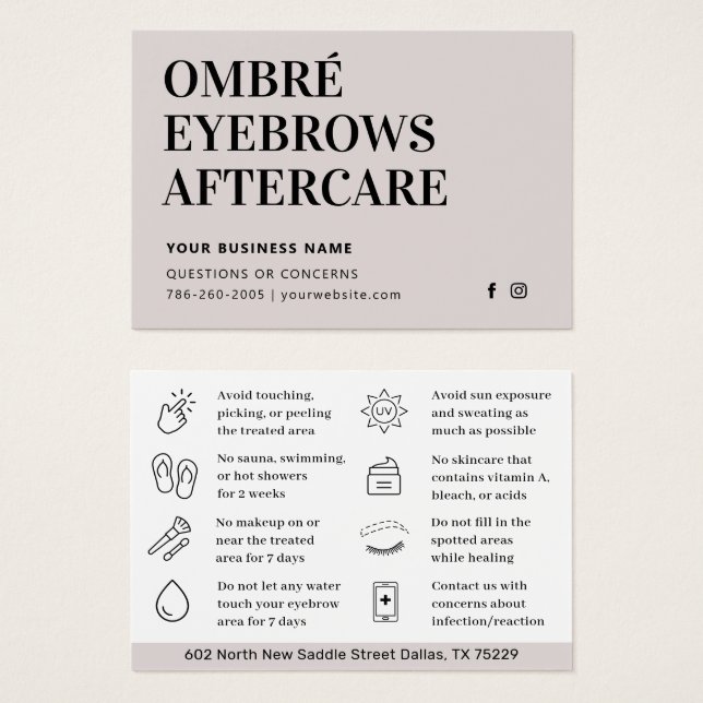 Cualquier color Ombre Polvo Brows Consejo de postc (Anverso y reverso)