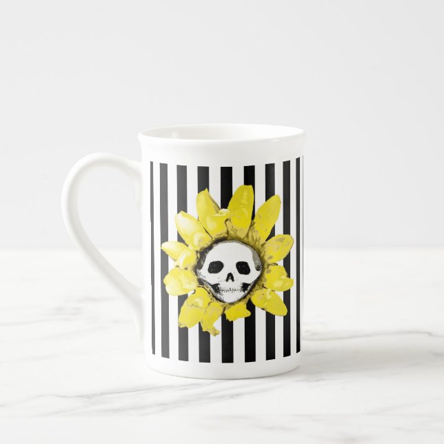 ¡CUALQUIER COLOR! Taza de té de girasol con cráneo (Izquierda)