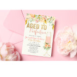 CUALQUIER EDAD - Adultos por perfección Invitación<br><div class="desc">Invitación a fiesta de cumpleaños de Relieve metalizado Purpurina de oro y brunch con sabor a vidrio de vino de color amarillo</div>