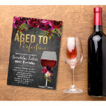 CUALQUIER EDAD - Adultos por perfección Invitación<br><div class="desc">Ageto a Perfección Cumpleaños Brunch de Vino Floral y Borgoña Marsala Chalk Invitación a Chalkboard</div>