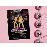 CUALQUIER EDAD - Disco Invitación a la fiesta de c<br><div class="desc">Fiesta de cumpleaños 70 Fiesta de cumpleaños Disco Ball tema 70 Invitación de fiesta Purpurina de los 70</div>
