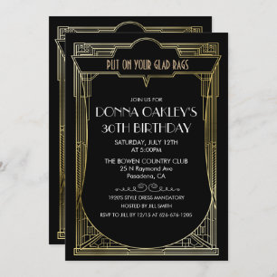 CUALQUIER EDAD Gran Gatsby Art Deco Invitación al