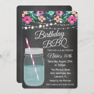CUALQUIER EDAD - Invitación a BBQ Mason Jar por cu
